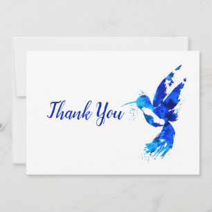 Tarjeta De Agradecimiento Colibrí Azul Abstracto