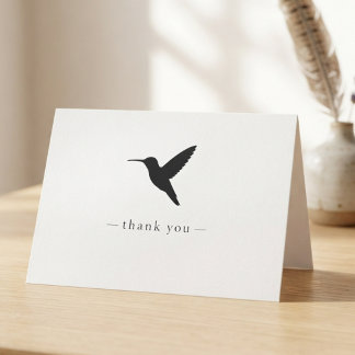 Tarjeta De Agradecimiento Colibrí Botánico Minimalista