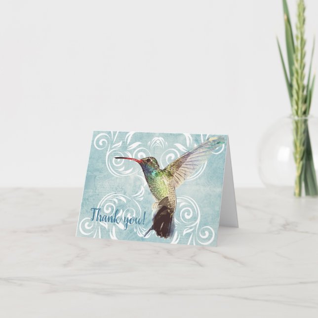 Tarjeta De Agradecimiento Colibrí con el fondo del Flourish (Anverso)
