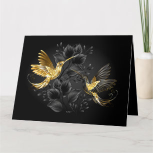 Tarjeta De Agradecimiento Colibrí negro y dorado