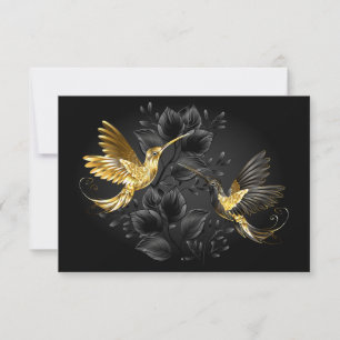 Tarjeta De Agradecimiento Colibrí negro y dorado