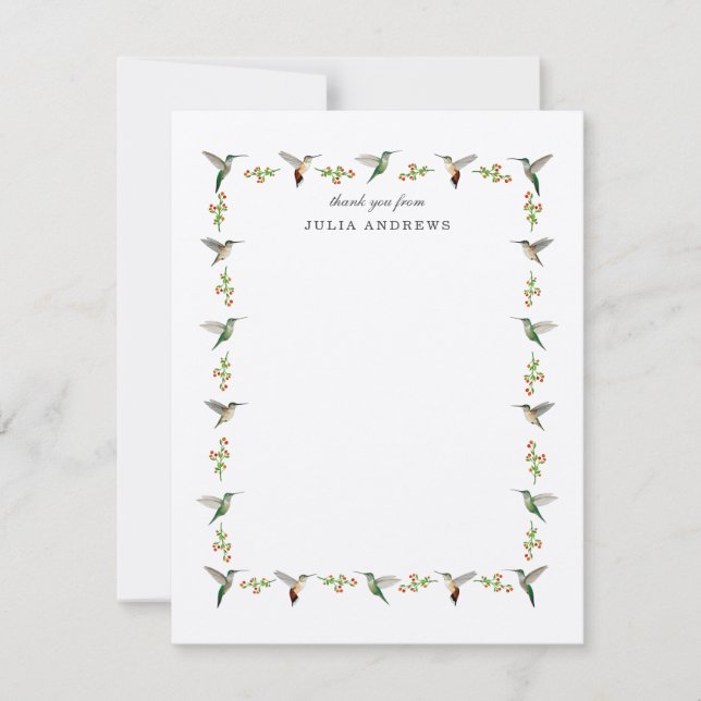 Tarjeta De Agradecimiento Colibrí personalizado (Anverso)