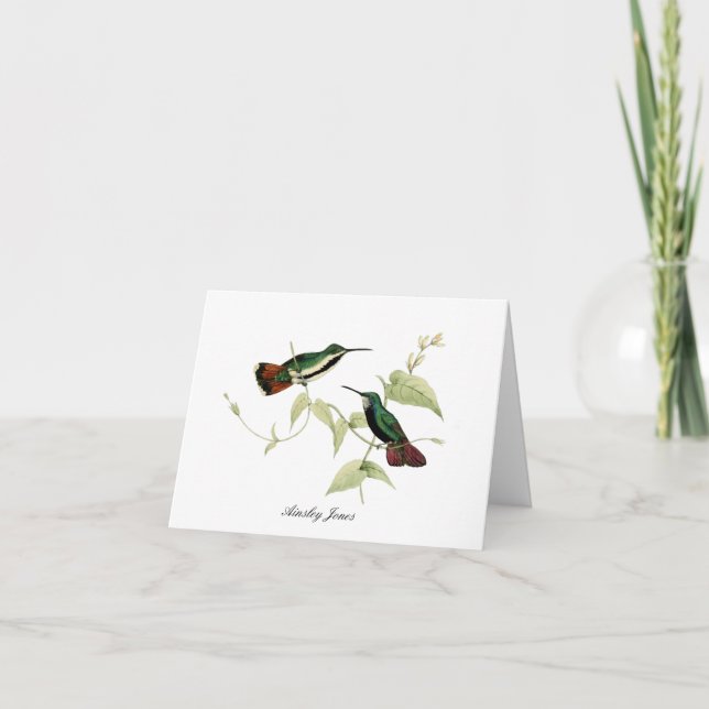 Tarjeta De Agradecimiento Colibríes y flor Doblada (Anverso)