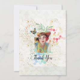 Tarjeta De Agradecimiento Collage de chicas en estilo Art Déco.