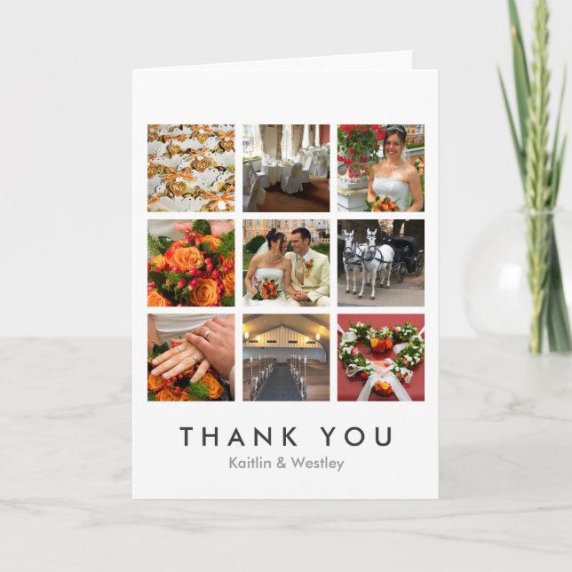 Tarjeta De Agradecimiento Collage de cuadrícula 9 fotos recuerdos personaliz (Anverso)