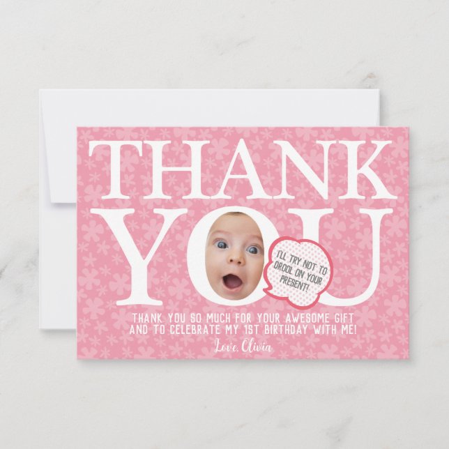 Tarjeta De Agradecimiento Collage de cumpleaños de bebé divertido personaliz (Anverso)