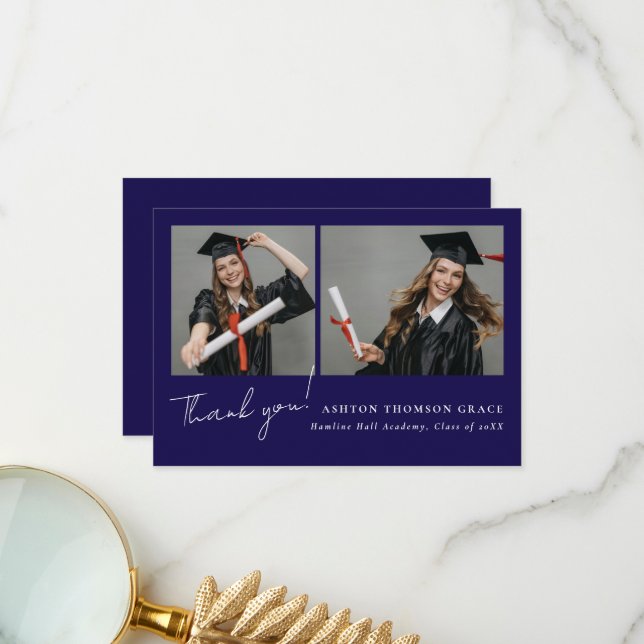 Tarjeta De Agradecimiento Collage de dos fotos diseño moderno (Anverso/Reverso In Situ)