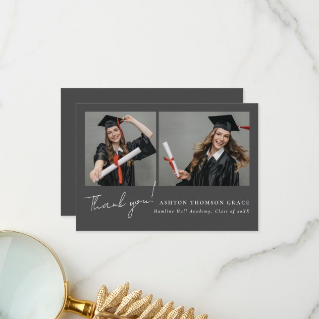 Tarjeta De Agradecimiento Collage de dos fotos diseño moderno (Anverso/Reverso In Situ)