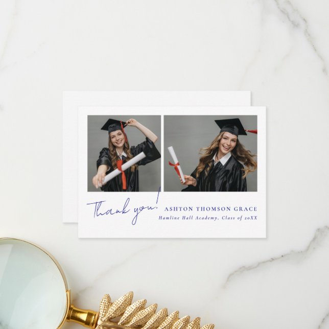 Tarjeta De Agradecimiento Collage de dos fotos diseño moderno (Anverso/Reverso In Situ)