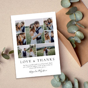 Tarjeta De Agradecimiento Collage de fotos Amor y Gracias Boda