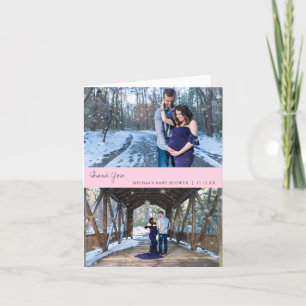Tarjeta De Agradecimiento Collage de fotos Baby Shower Pink