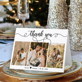 Tarjeta De Agradecimiento Collage de fotos Boda a Mano Letal Gracias