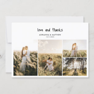 Tarjeta De Agradecimiento Collage de fotos boda Casual Love & Gracias Script