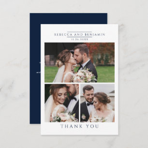 Tarjeta De Agradecimiento Collage de fotos boda Elegante