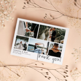 Tarjeta De Agradecimiento Collage de fotos Boda moderno Gracias