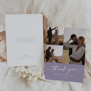 Tarjeta De Agradecimiento Collage de fotos Boda púrpura Boho Moda Lavender