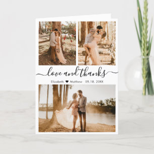 Tarjeta De Agradecimiento Collage de fotos caligráfico Boda Gracias 