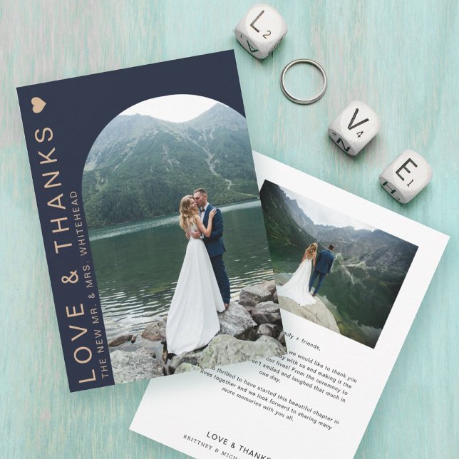 Tarjeta De Agradecimiento Collage de fotos de amor moderno azul (Subido por el creador)