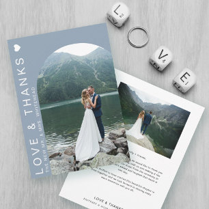 Tarjeta De Agradecimiento Collage de fotos de amor moderno azul turbio
