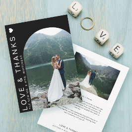 Tarjeta De Agradecimiento Collage de Fotos de Amor Moderno Negro