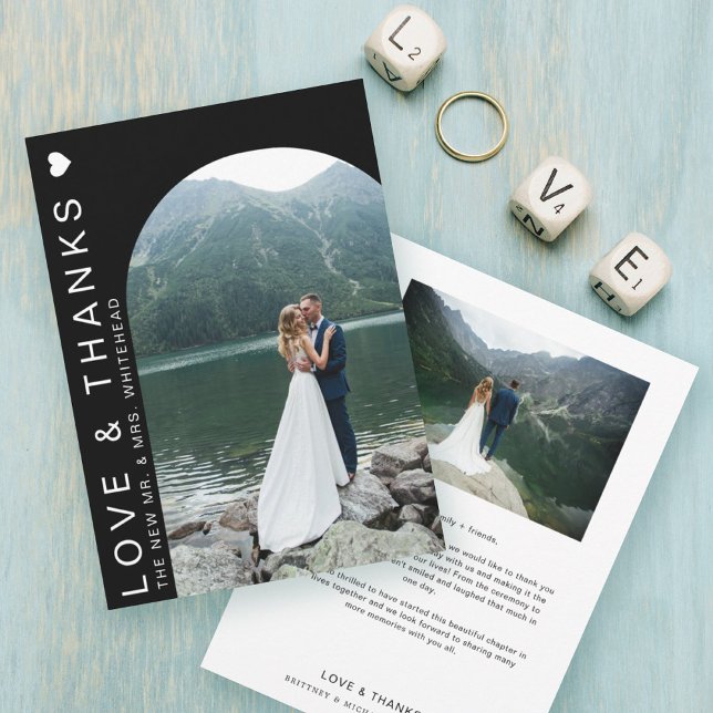 Tarjeta De Agradecimiento Collage de Fotos de Amor Moderno Negro (Subido por el creador)