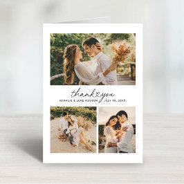Tarjeta De Agradecimiento Collage de fotos de Boda de escritura cardíaca mod