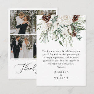 Tarjeta De Agradecimiento Collage de fotos de boda de invierno perenne