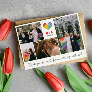 Tarjeta De Agradecimiento Collage de fotos de Boda del Orgullo