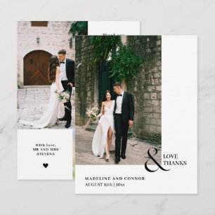 Tarjeta De Agradecimiento Collage de fotos de boda Modern Love y Thanks