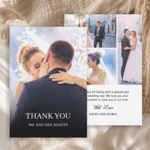 Tarjeta De Agradecimiento Collage de Fotos de Boda Romántica Gracias