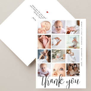 Tarjeta De Agradecimiento Collage de fotos de cumpleaños número uno con letr
