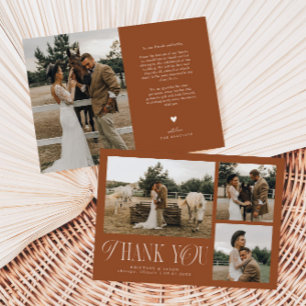 Tarjeta De Agradecimiento Collage de fotos de elegancia rústica Boda Terraco