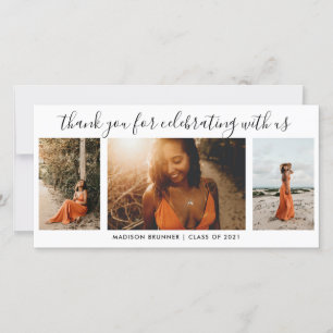 Tarjeta De Agradecimiento Collage de fotos de escritura moderna Gracias Grad