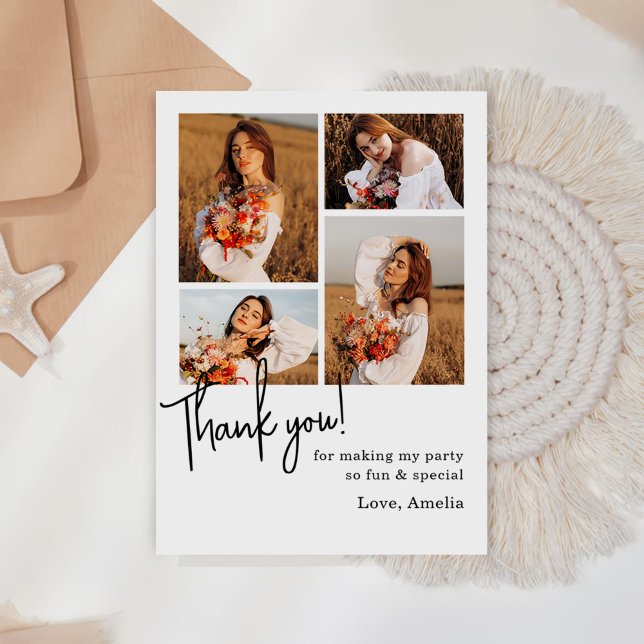 Tarjeta De Agradecimiento Collage de fotos de fiesta de cumpleaños (Subido por el creador)