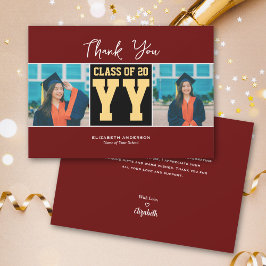 Tarjeta De Agradecimiento Collage de fotos de graduación de Burgundy Clase d