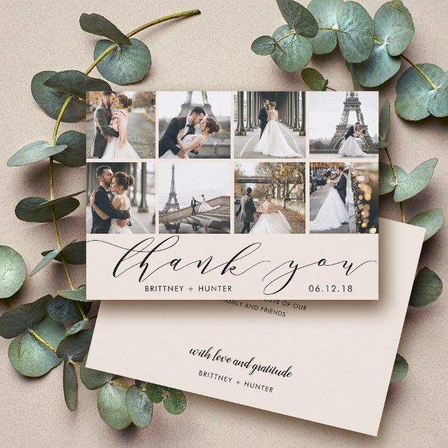 Tarjeta De Agradecimiento Collage de fotos del guión caligráfico fuera de bl (Subido por el creador)