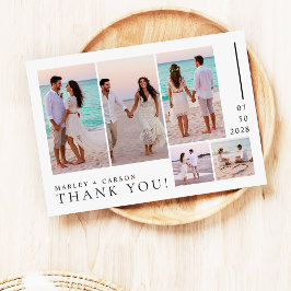 Tarjeta De Agradecimiento Collage de Fotos Elegante Boda Moderna