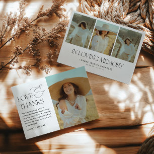 Tarjeta De Agradecimiento Collage de fotos Elegante En Funeral De Memoria Am