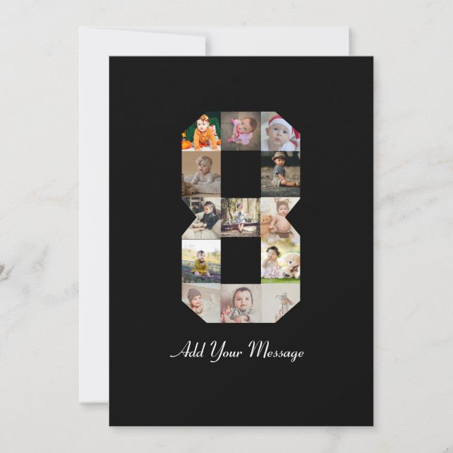 Tarjeta De Agradecimiento Collage de fotos en blanco y negro número 8 (Anverso)