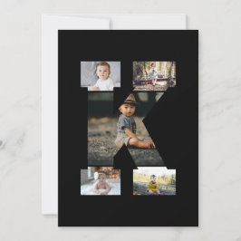 Tarjeta De Agradecimiento Collage de fotos K de letras negras y blancas