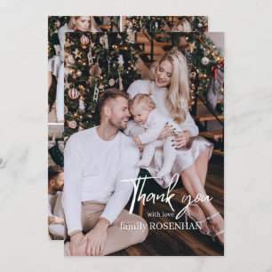 Tarjeta De Agradecimiento Collage de fotos Modern Elegant 5 Photo Gracias