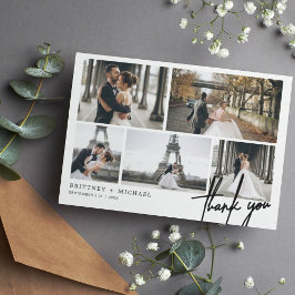 Tarjeta De Agradecimiento Collage de Fotos Modernas con Letras a Mano