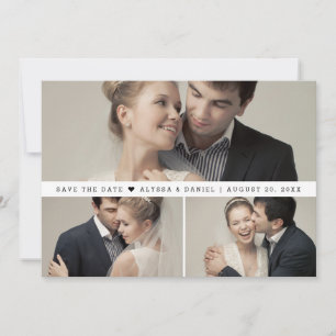 Tarjeta De Agradecimiento Collage de fotos moderno Boda minimalista