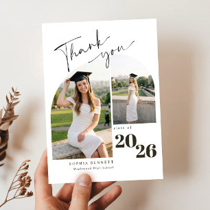 Tarjeta De Agradecimiento Collage de Fotos Moderno de Graduación