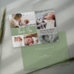 Tarjeta De Agradecimiento Collage de fotos para la manipulación Baby Shower<br><div class="desc">Expresar su gratitud a sus seres queridos con estas tarjetas de agradecimiento verdes del Collage de fotos Baby Shower Green. Personalice cada tarjeta con preciosas fotos de su bebé y su familia, creando una sincera y memorable muestra de aprecio. Muestra tu aprecio a la familia y amigos que te han...</div>