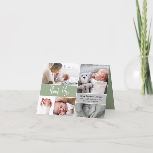Tarjeta De Agradecimiento Collage de fotos para la manipulación Baby Shower  (Anverso)