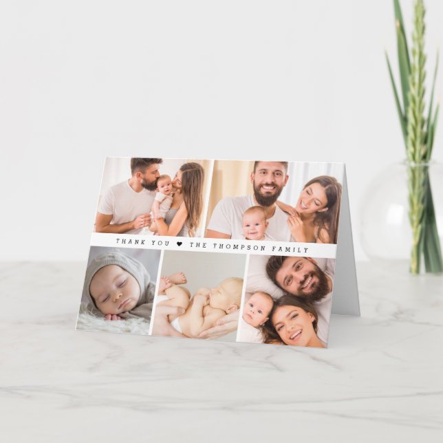 Tarjeta De Agradecimiento Collage de fotos Personalizado moderno Baby Shower (Anverso)