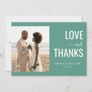 Tarjeta De Agradecimiento Collage de Fotos Románticas en Verde Acuático