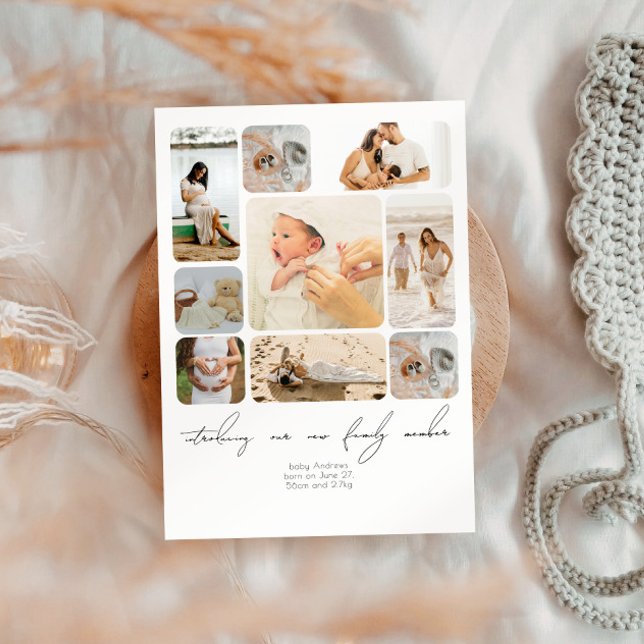 Tarjeta De Agradecimiento Collage de fotos simple al recién nacido (Subido por el creador)