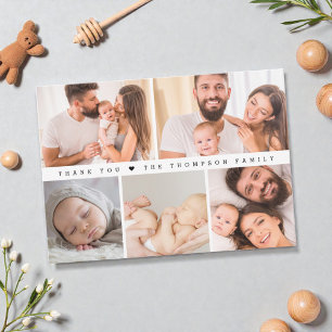 Tarjeta De Agradecimiento Collage de fotos simple de Baby Shower